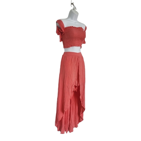 Sensemill@ Forever 21 2-Piece Set Large High-Low Tulip Elastic Waist Maxi Skirt. - Picture 1 of 10